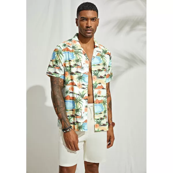 PJ PAUL JONES Mens Hawaiian Shirts Short Sleeve Casual Button Down Tropical Beach Shirt