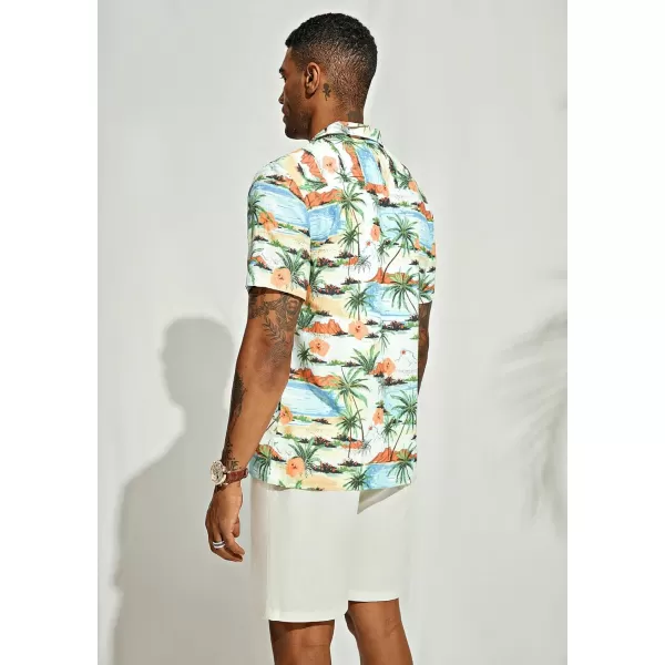 PJ PAUL JONES Mens Hawaiian Shirts Short Sleeve Casual Button Down Tropical Beach Shirt