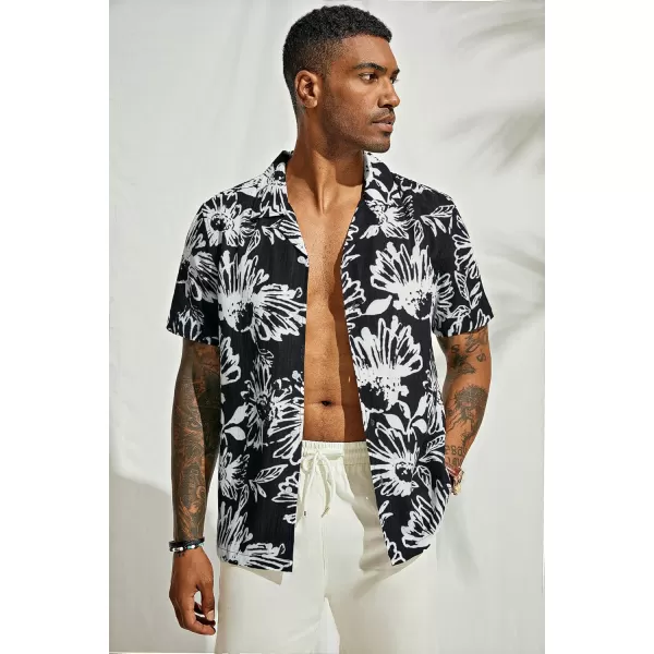 PJ PAUL JONES Mens Hawaiian Shirts Short Sleeve Casual Button Down Tropical Beach Shirt