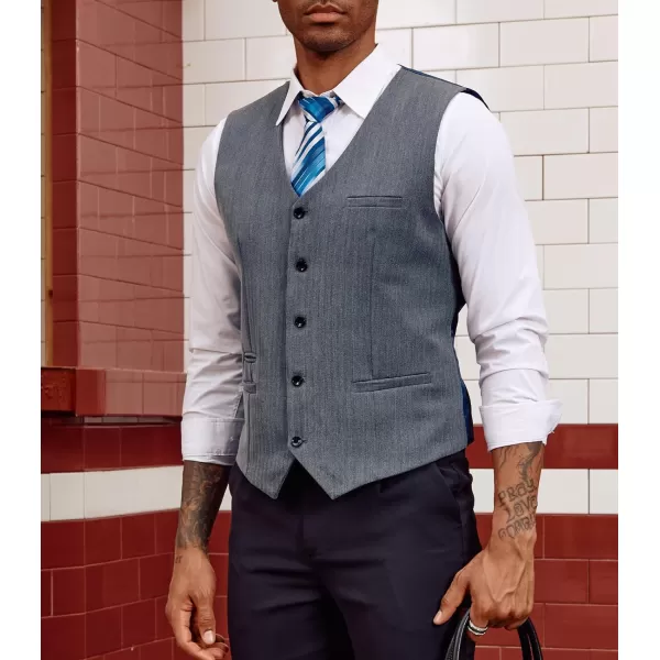PJ PAUL JONES Men's Herringbone Tweed Suit Vest Casual Wool Blend Waistcoat)