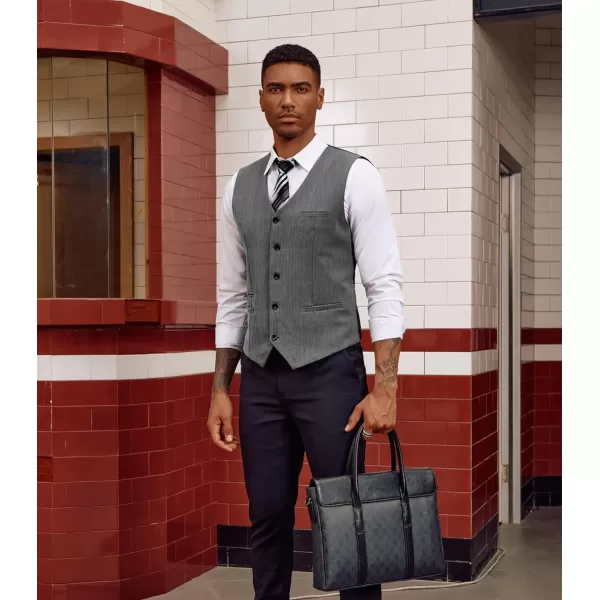 PJ PAUL JONES Men's Herringbone Tweed Suit Vest Casual Wool Blend Waistcoat)