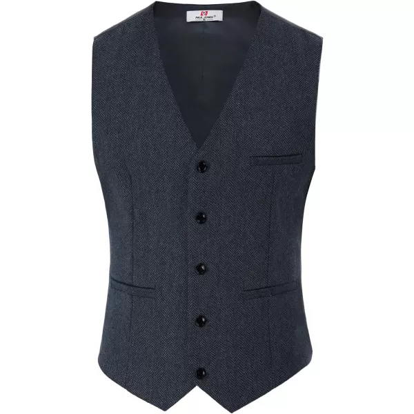 PJ PAUL JONES Men's Herringbone Tweed Suit Vest Casual Wool Blend Waistcoat