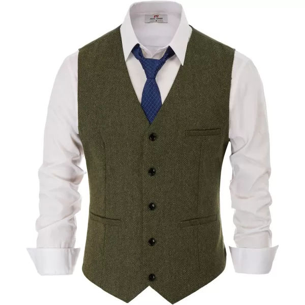 PJ PAUL JONES Men's Herringbone Tweed Suit Vest Casual Wool Blend Waistcoat
