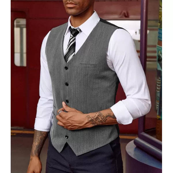 PJ PAUL JONES Men's Herringbone Tweed Suit Vest Casual Wool Blend Waistcoat)