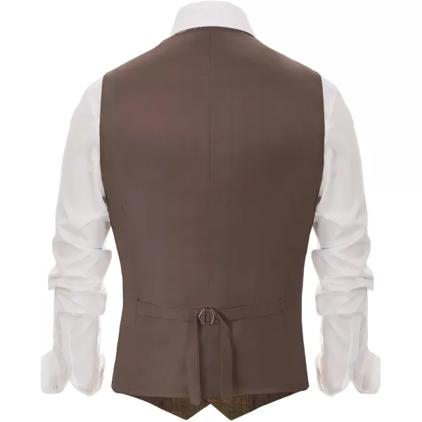PJ PAUL JONES Men's Herringbone Tweed Suit Vest Casual Wool Blend Waistcoat)