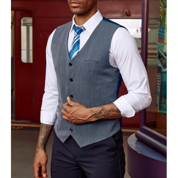 PJ PAUL JONES Men's Herringbone Tweed Suit Vest Casual Wool Blend Waistcoat)