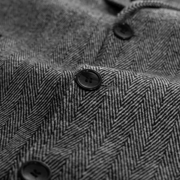PJ PAUL JONES Men's Herringbone Wool Blend Long Overcoat Pea Coat with Brooch)