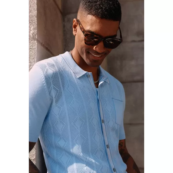 PJ PAUL JONES Men's Knit Polo Hollowed 70S Vintage Knit Shirts with Pocket