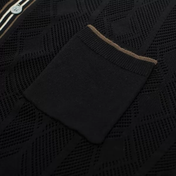PJ PAUL JONES Men's Knit Polo Hollowed 70S Vintage Knit Shirts with Pocket
