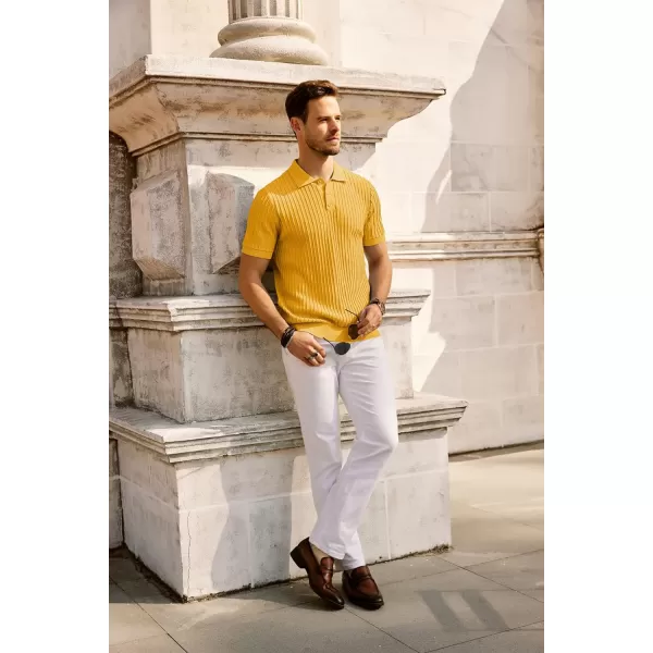 PJ PAUL JONES Mens Knit Polo Shirts Casual Short Sleeve Regular Fit Breathable Golf Shirts for Men