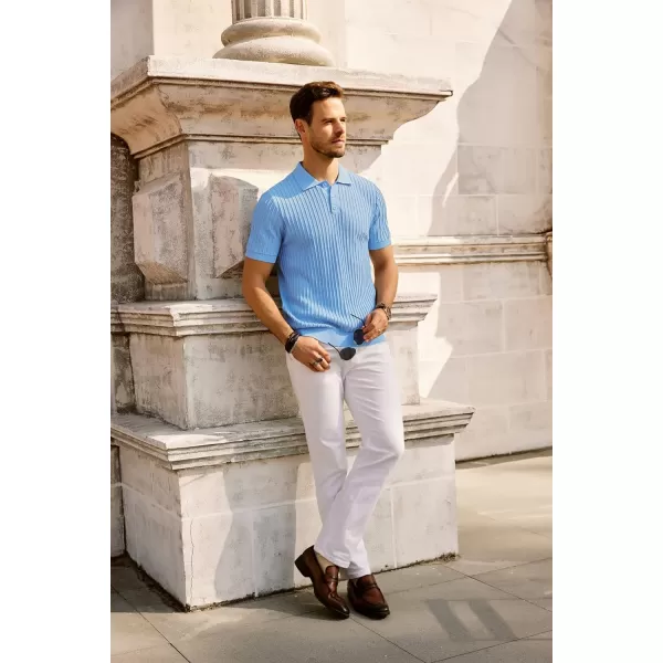 PJ PAUL JONES Mens Knit Polo Shirts Casual Short Sleeve Regular Fit Breathable Golf Shirts for Men