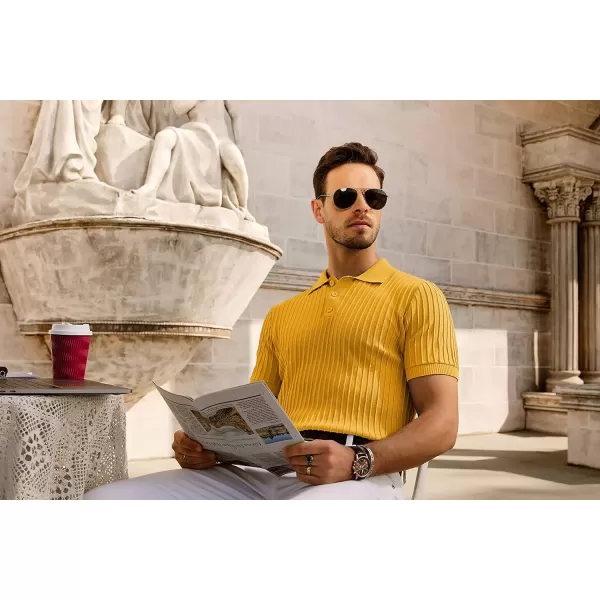 PJ PAUL JONES Mens Knit Polo Shirts Casual Short Sleeve Regular Fit Breathable Golf Shirts for Men