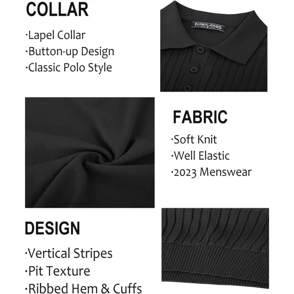 PJ PAUL JONES Mens Knit Polo Shirts Casual Short Sleeve Regular Fit Breathable Golf Shirts for Men