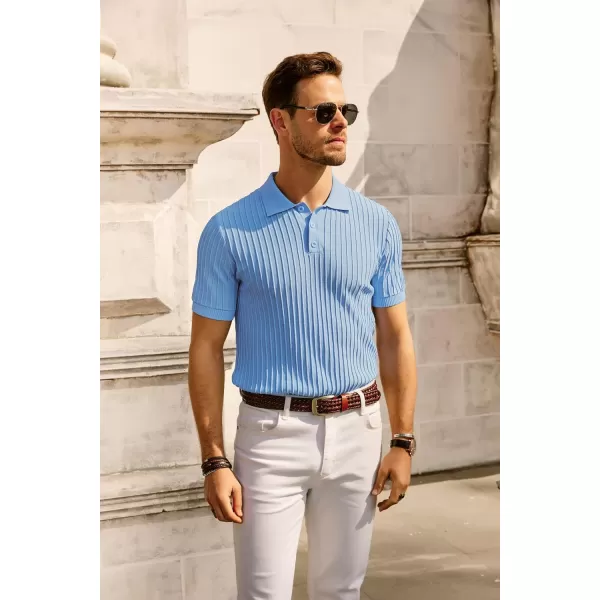 PJ PAUL JONES Mens Knit Polo Shirts Casual Short Sleeve Regular Fit Breathable Golf Shirts for Men