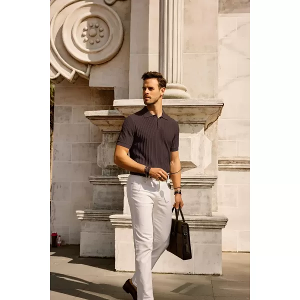 PJ PAUL JONES Mens Knit Polo Shirts Casual Short Sleeve Regular Fit Breathable Golf Shirts for Men