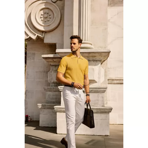 PJ PAUL JONES Mens Knit Polo Shirts Casual Short Sleeve Regular Fit Breathable Golf Shirts for Men