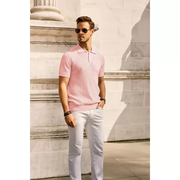 PJ PAUL JONES Mens Knit Polo Shirts Casual Short Sleeve Regular Fit Breathable Golf Shirts for Men