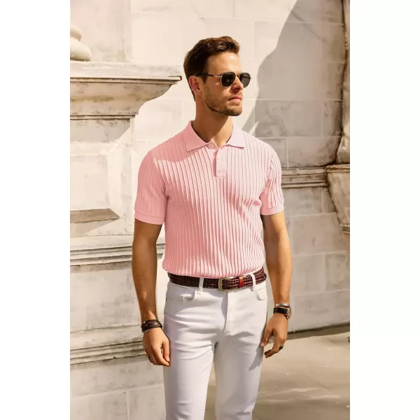 PJ PAUL JONES Mens Knit Polo Shirts Casual Short Sleeve Regular Fit Breathable Golf Shirts for Men