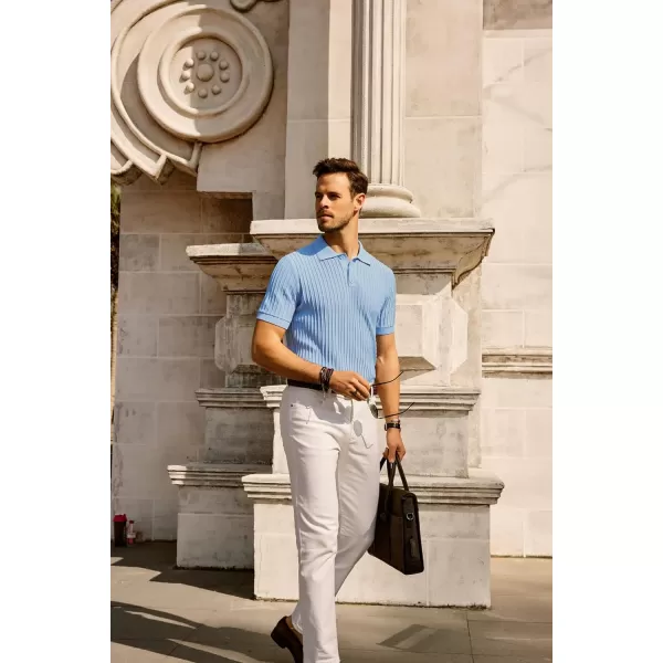 PJ PAUL JONES Mens Knit Polo Shirts Casual Short Sleeve Regular Fit Breathable Golf Shirts for Men