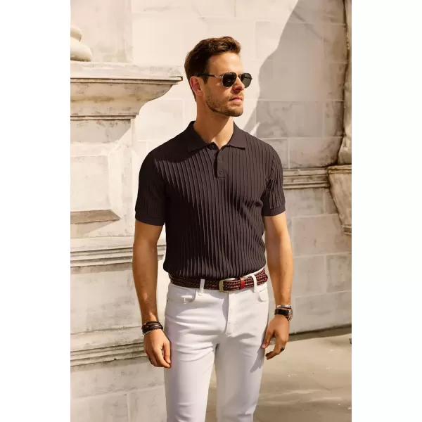 PJ PAUL JONES Mens Knit Polo Shirts Casual Short Sleeve Regular Fit Breathable Golf Shirts for Men