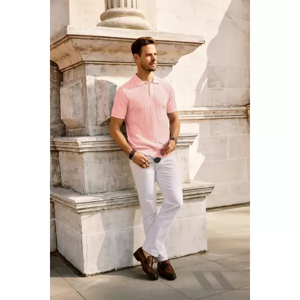 PJ PAUL JONES Mens Knit Polo Shirts Casual Short Sleeve Regular Fit Breathable Golf Shirts for Men