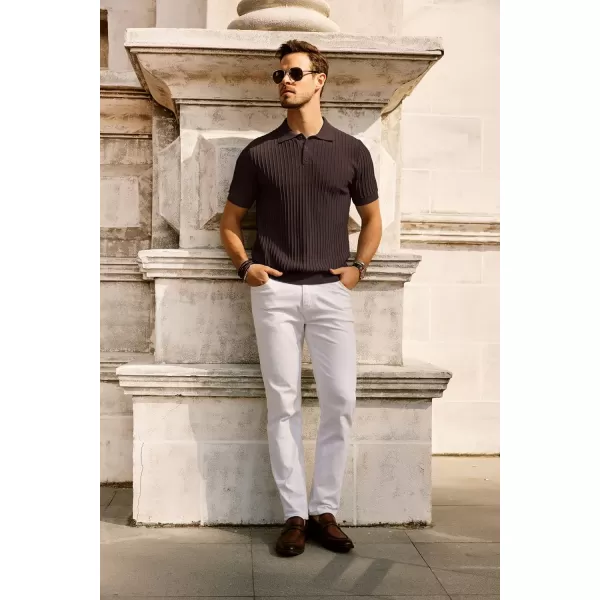 PJ PAUL JONES Mens Knit Polo Shirts Casual Short Sleeve Regular Fit Breathable Golf Shirts for Men