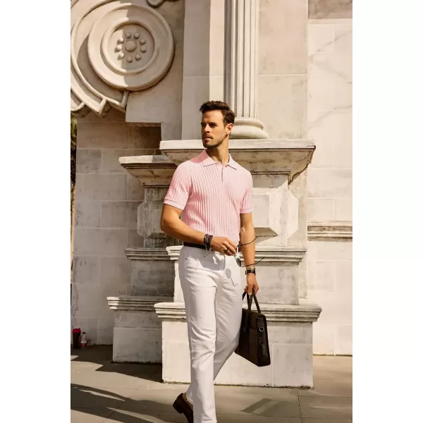 PJ PAUL JONES Mens Knit Polo Shirts Casual Short Sleeve Regular Fit Breathable Golf Shirts for Men