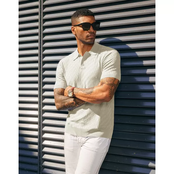 PJ PAUL JONES Mens Knit Polo Shirts Casual Short Sleeve Texture Golf Shirt