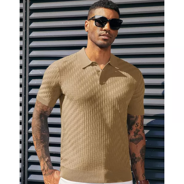 PJ PAUL JONES Mens Knit Polo Shirts Casual Short Sleeve Texture Golf Shirt