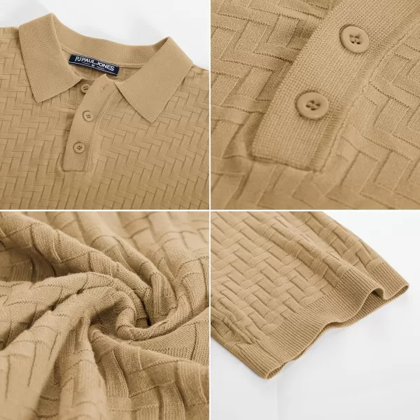 PJ PAUL JONES Mens Knit Polo Shirts Casual Short Sleeve Texture Golf Shirt