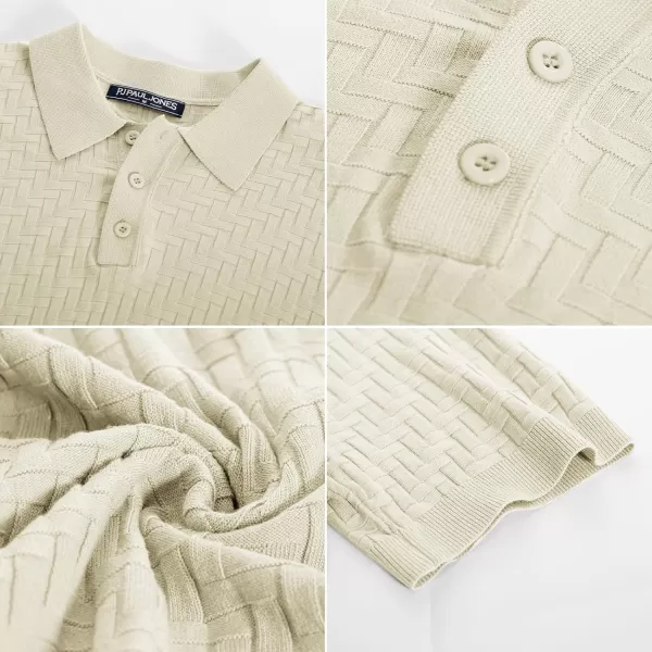 PJ PAUL JONES Mens Knit Polo Shirts Casual Short Sleeve Texture Golf Shirt
