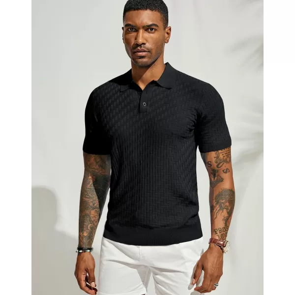 PJ PAUL JONES Mens Knit Polo Shirts Casual Short Sleeve Texture Golf Shirt