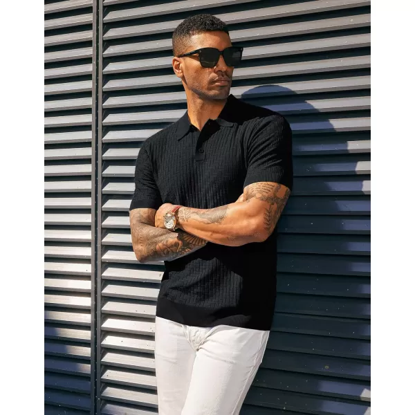 PJ PAUL JONES Mens Knit Polo Shirts Casual Short Sleeve Texture Golf Shirt