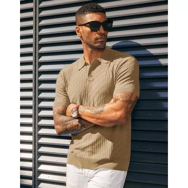 PJ PAUL JONES Mens Knit Polo Shirts Casual Short Sleeve Texture Golf Shirt