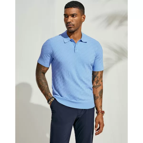 PJ PAUL JONES Mens Knit Polo Shirts Casual Short Sleeve Texture Golf Shirt