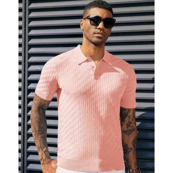 PJ PAUL JONES Mens Knit Polo Shirts Casual Short Sleeve Texture Golf Shirt