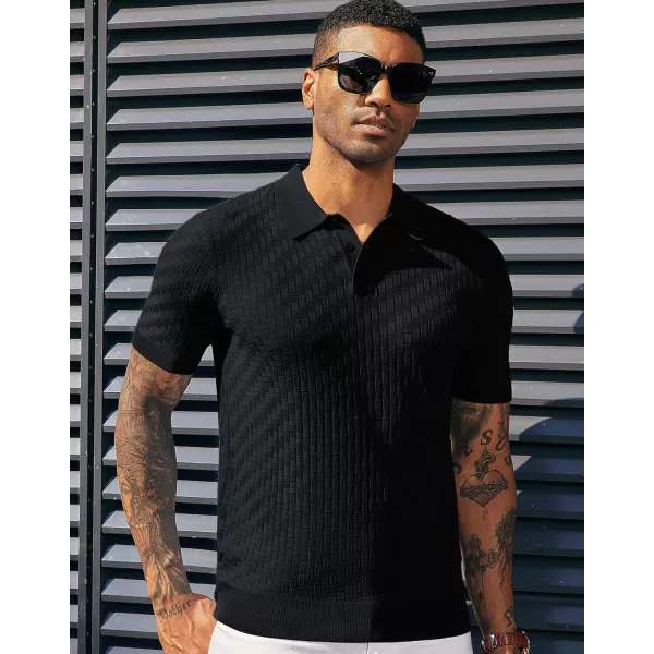 PJ PAUL JONES Mens Knit Polo Shirts Casual Short Sleeve Texture Golf Shirt