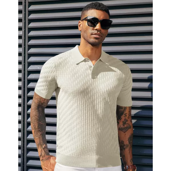 PJ PAUL JONES Mens Knit Polo Shirts Casual Short Sleeve Texture Golf Shirt