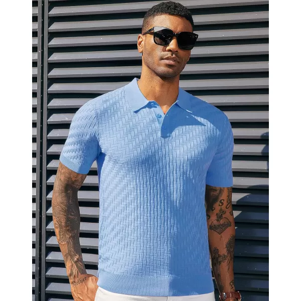 PJ PAUL JONES Mens Knit Polo Shirts Casual Short Sleeve Texture Golf Shirt
