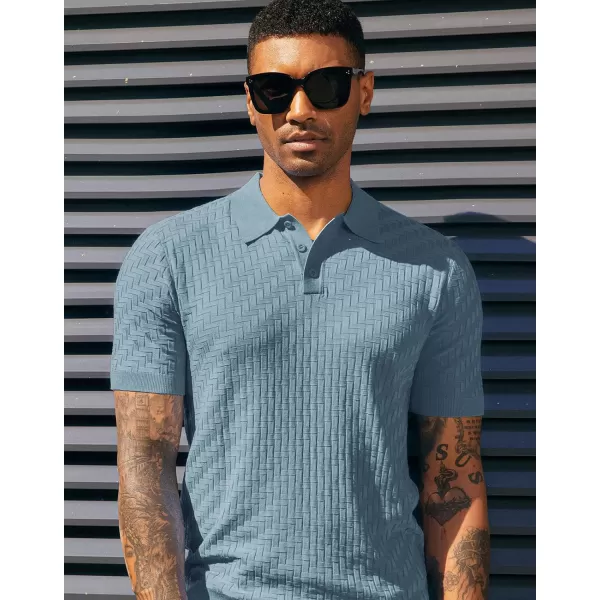 PJ PAUL JONES Mens Knit Polo Shirts Casual Short Sleeve Texture Golf Shirt