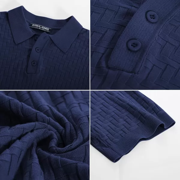 PJ PAUL JONES Mens Knit Polo Shirts Casual Short Sleeve Texture Golf Shirt
