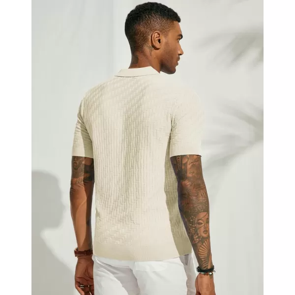 PJ PAUL JONES Mens Knit Polo Shirts Casual Short Sleeve Texture Golf Shirt