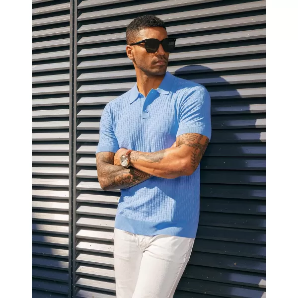 PJ PAUL JONES Mens Knit Polo Shirts Casual Short Sleeve Texture Golf Shirt