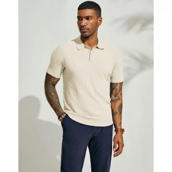 PJ PAUL JONES Mens Knit Polo Shirts Casual Short Sleeve Texture Golf Shirt