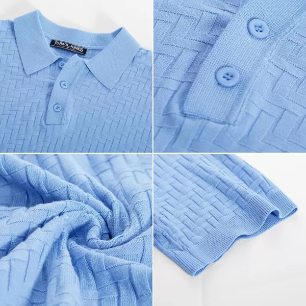 PJ PAUL JONES Mens Knit Polo Shirts Casual Short Sleeve Texture Golf Shirt