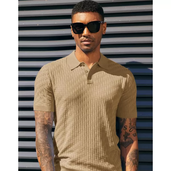 PJ PAUL JONES Mens Knit Polo Shirts Casual Short Sleeve Texture Golf Shirt