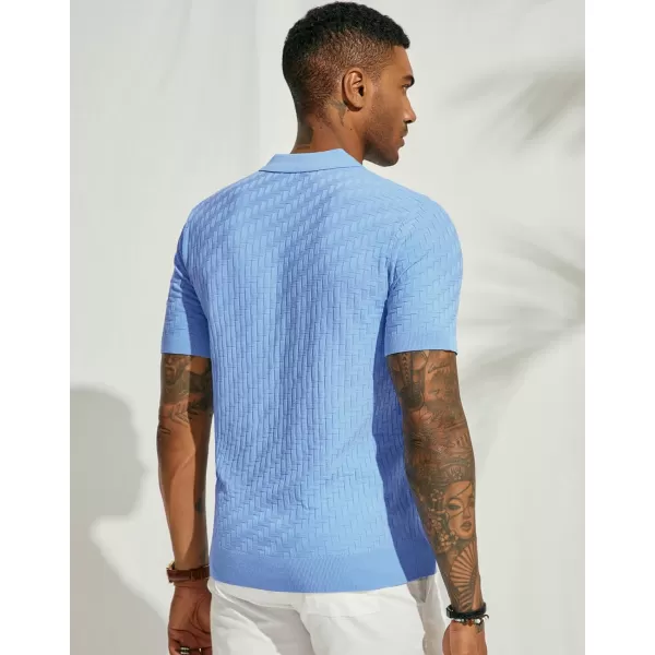 PJ PAUL JONES Mens Knit Polo Shirts Casual Short Sleeve Texture Golf Shirt