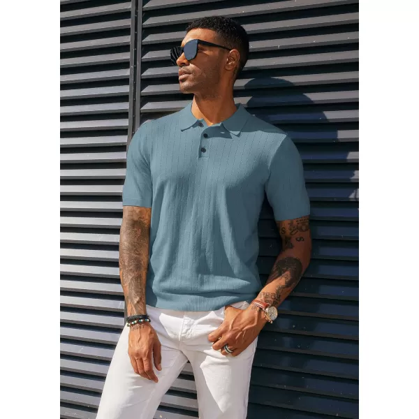 PJ PAUL JONES Men's Knit Polo Shirts Lightweight Short Sleeve Pullover Golf Shirts