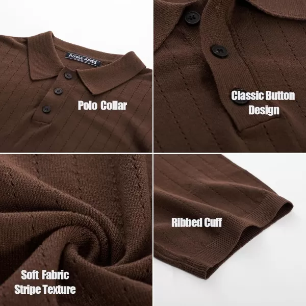 PJ PAUL JONES Men's Knit Polo Shirts Lightweight Short Sleeve Pullover Golf Shirts