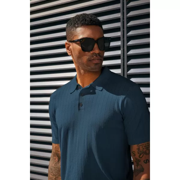 PJ PAUL JONES Men's Knit Polo Shirts Lightweight Short Sleeve Pullover Golf Shirts